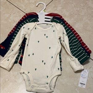 Carter's Holiday Bodysuit Set in Cream, Green, and Red